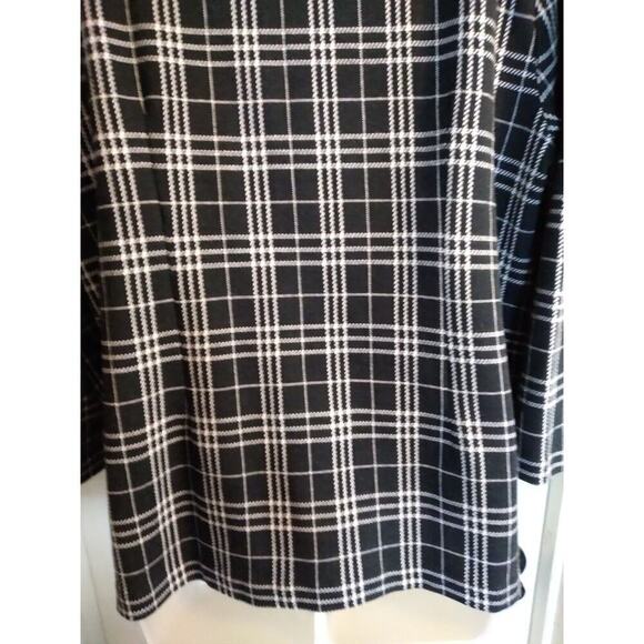 Talbots Top Black White Plaid Zipper Pocket Nonfunctional Sz XL Office... - Picture 8 of 10